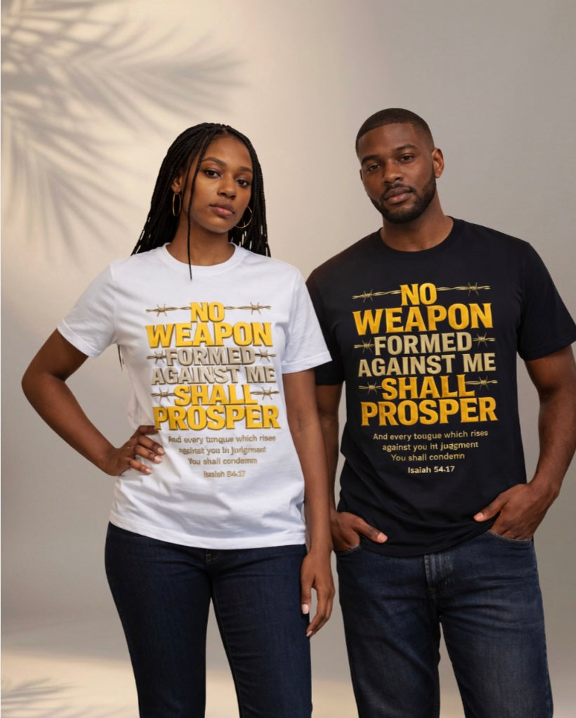 No Weapon Formed _ White Cotten Tee. Enjoy Free Shipping.