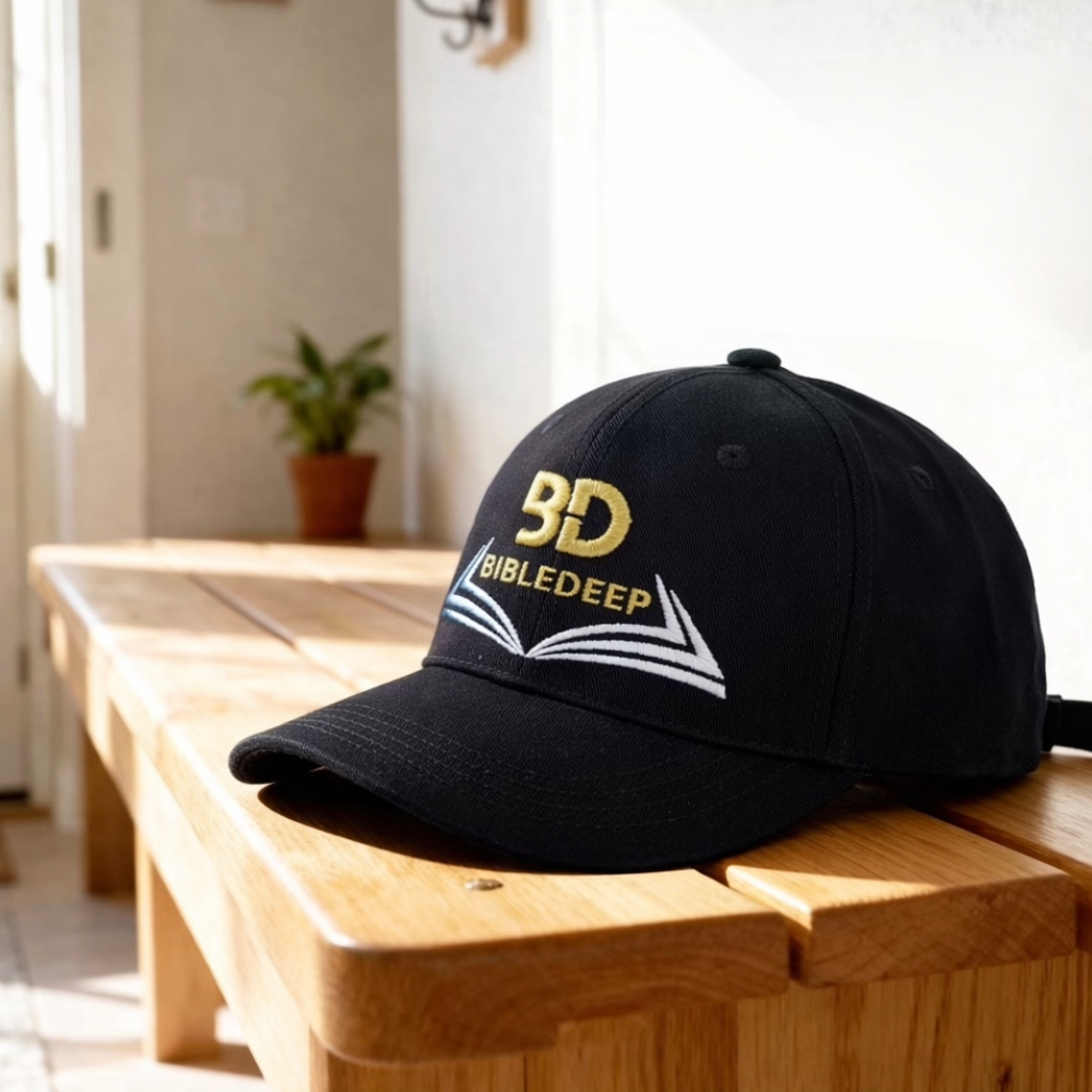 BibleDeep White and Gold logo Caps.