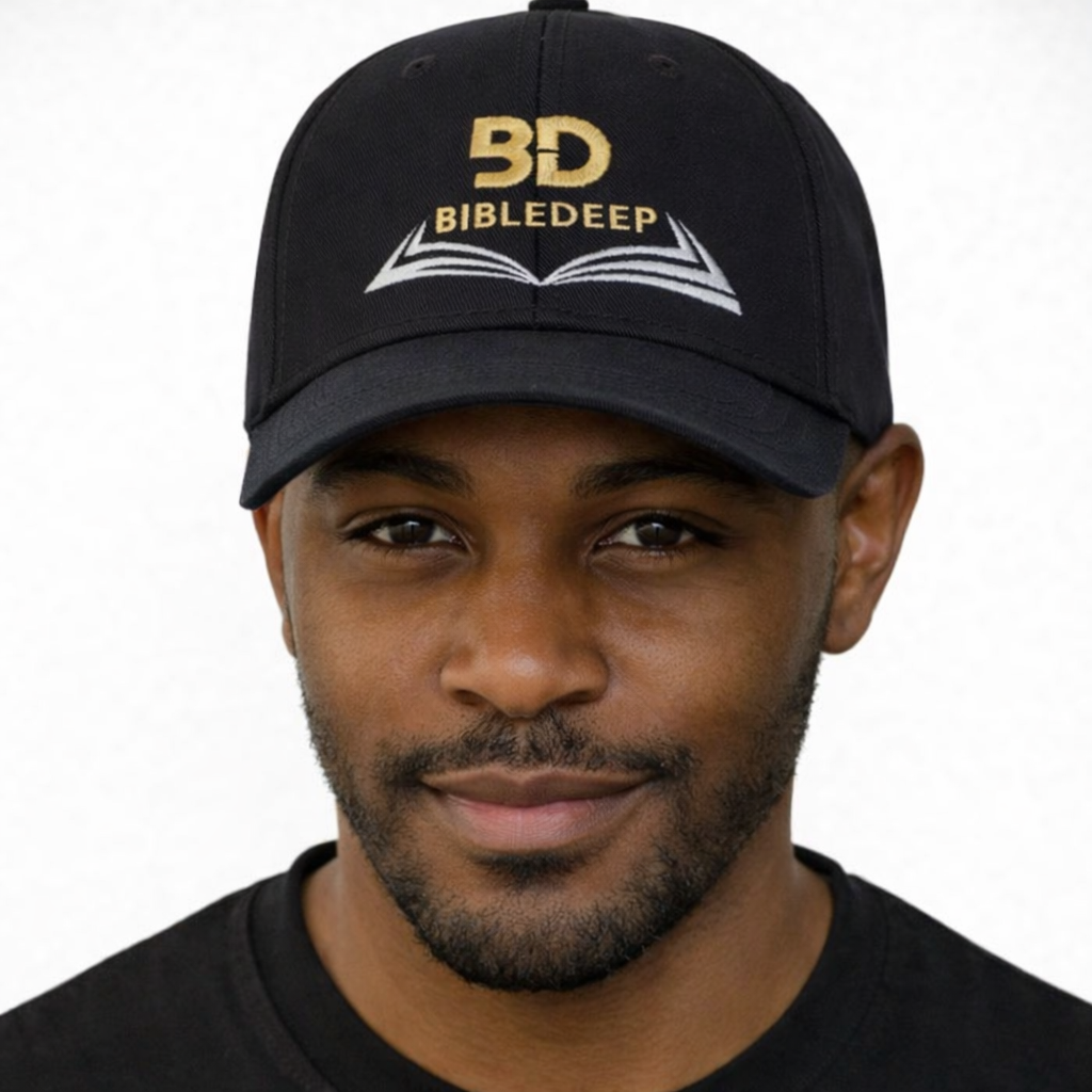 BibleDeep White and Gold logo Caps.